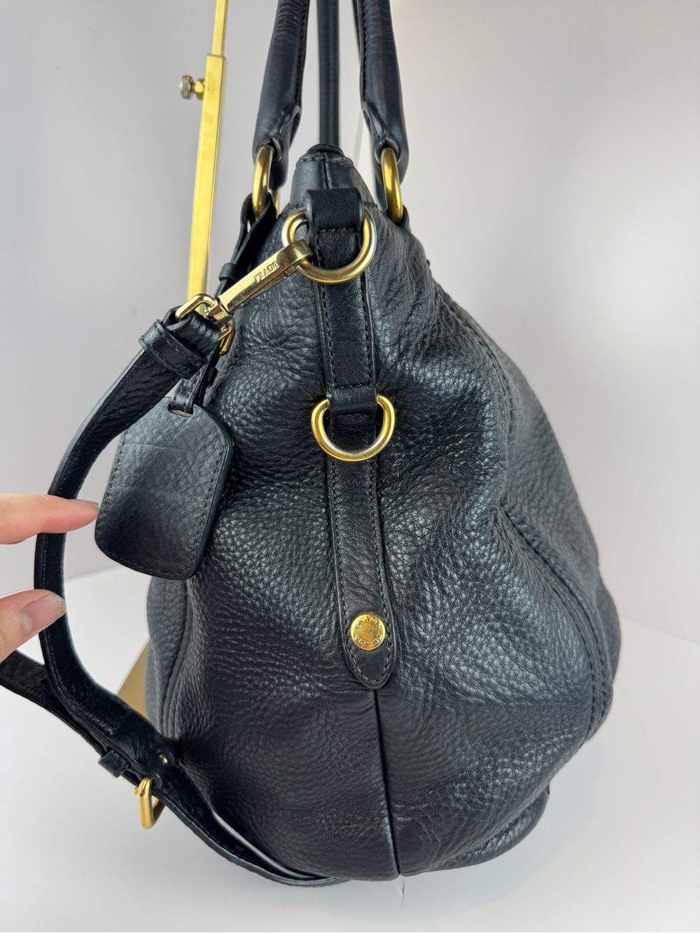 Prada Black Pebbled Leather Tote Bag - Picture 4 of 16